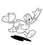 coloriage donald court avec son cartable